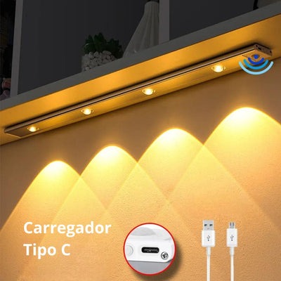 Lâmpada LED Magnética Recarregável com Sensor de Movimento para Conforto e Praticidade