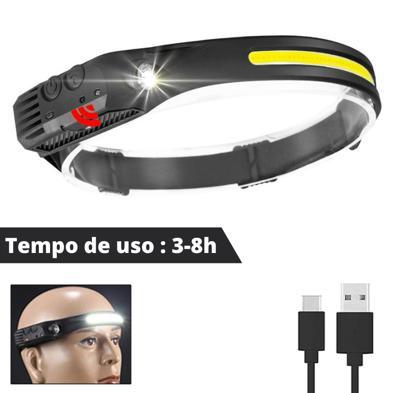 Lanterna de Cabeça USB Recarregável com Sensor - Ilumine Suas Aventuras