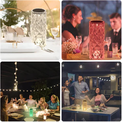 Luminária Cristal Elegante com 16 Cores - Toque Sensível e Controle Remoto para Conforto e Estilo