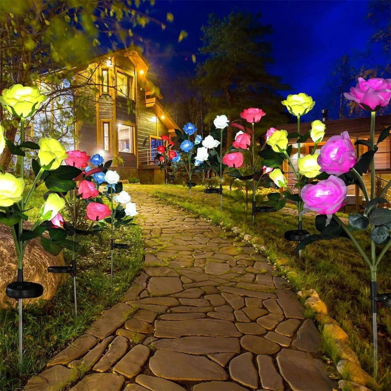 Iluminação Solar de Rosa Impermeável para Transformar Seu Jardim