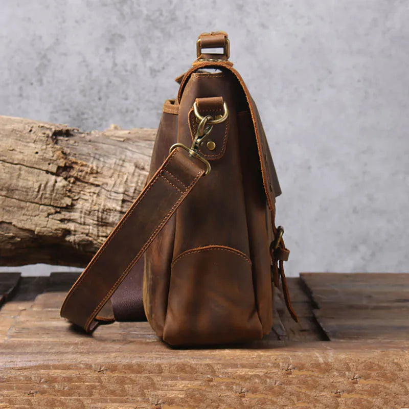 Maleta Masculina em Couro Genuíno - Estilo e Praticidade para o Dia a Dia - Luufan