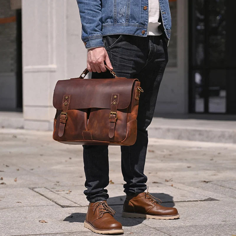 Maleta Masculina em Couro Genuíno - Estilo e Praticidade Luufan