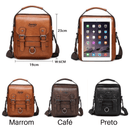 Bolsa Mochila de Couro Masculina Ombro Pequena