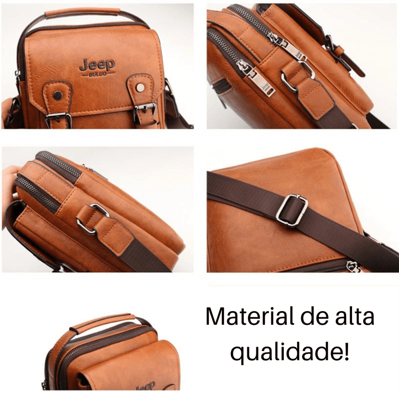 Bolsa Mochila de Couro Masculina Ombro Pequena