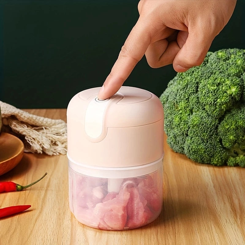 Processador Elétrico Compacto de Alimentos Recarregável em Aço Inox