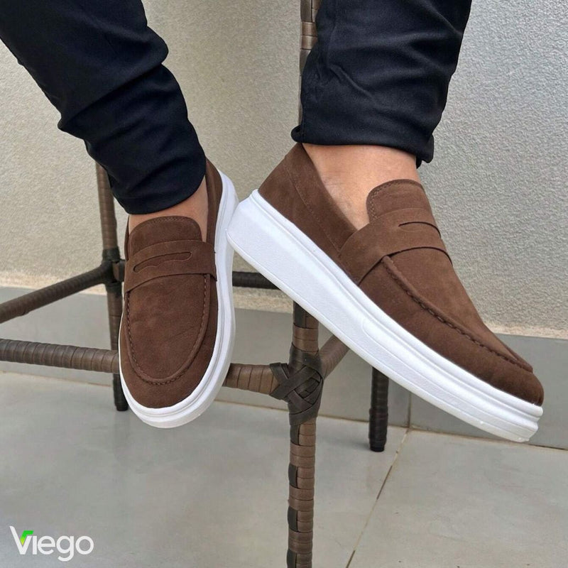 Mocassim Masculino Marrom Couro Camurça ROB