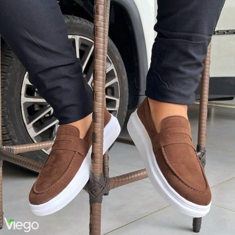 Mocassim Masculino Marrom Couro Camurça ROB