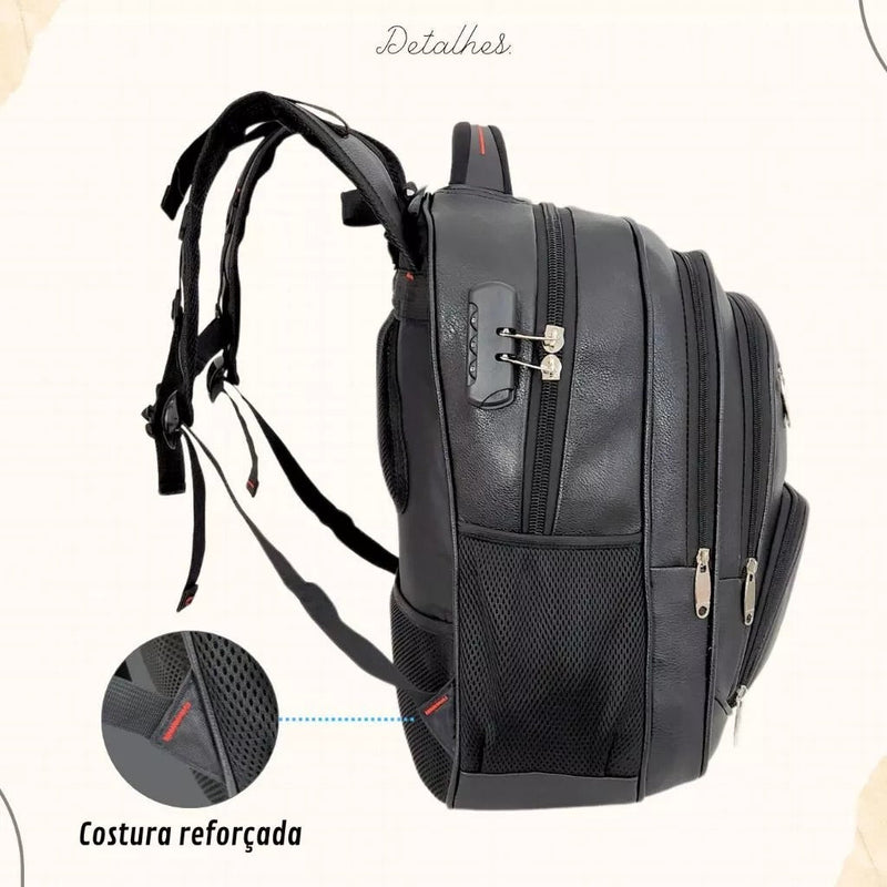 Mochila Masculina Couro Viego Trabalho Faculdade Escola