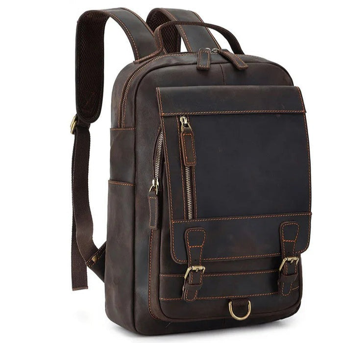 Mochila Masculina de Couro Genuíno Vulkan