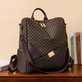 Mochila Feminina Xadrez em Couro Genuíno - Estilo e Conforto para o Seu Dia a Dia