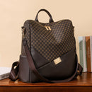 Mochila Feminina Xadrez em Couro Genuíno - Estilo e Conforto para o Seu Dia a Dia