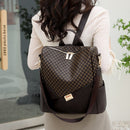 Mochila Feminina Xadrez em Couro Genuíno - Estilo e Conforto para o Seu Dia a Dia