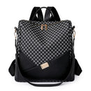 Mochila Feminina Xadrez em Couro Genuíno - Estilo e Conforto para o Seu Dia a Dia