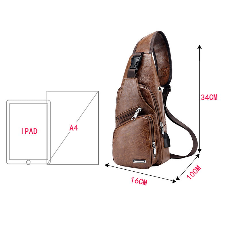 Mochila Masculina Couro Bolsa de Peito Jeep