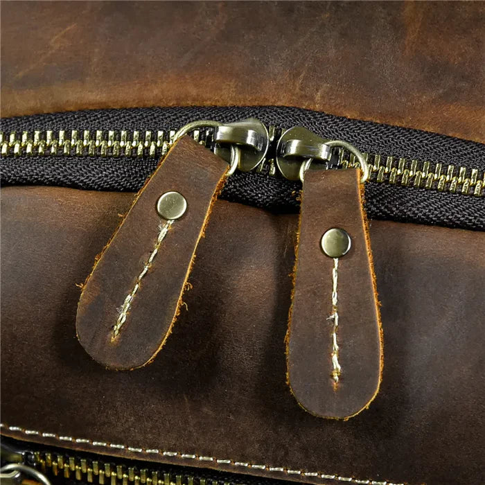 Mochila Masculina de Couro Genuíno Retrô