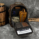 Mochila Masculina de Couro Genuíno Retrô