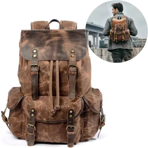 Mochila Masculina de Lona Estilo Vintage
