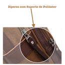 Mochila Masculina de Lona com Detalhes em Couro