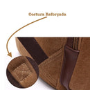 Mochila Masculina de Lona com Detalhes em Couro