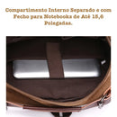 Mochila Masculina de Lona com Detalhes em Couro