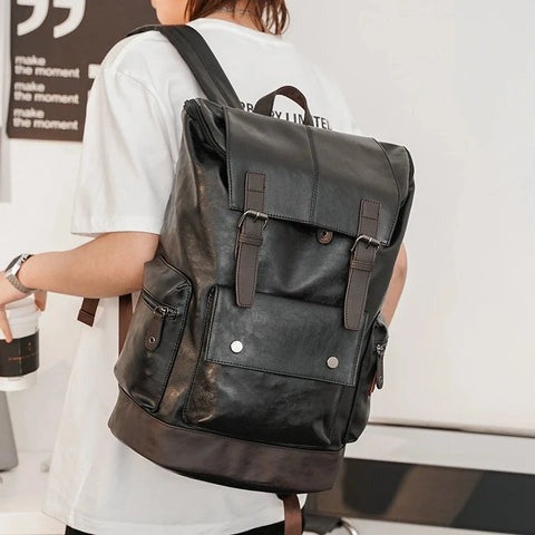 Mochila de Couro Masculino Rústica