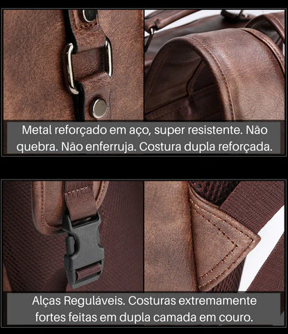 Mochila de Couro Masculino Jeep para Dia-a-Dia