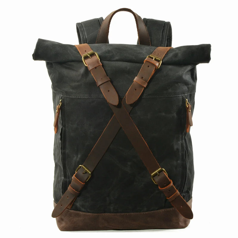 Mochila de Lona Masculina Vintage Rústica