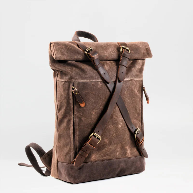Mochila de Lona Masculina Vintage Rústica