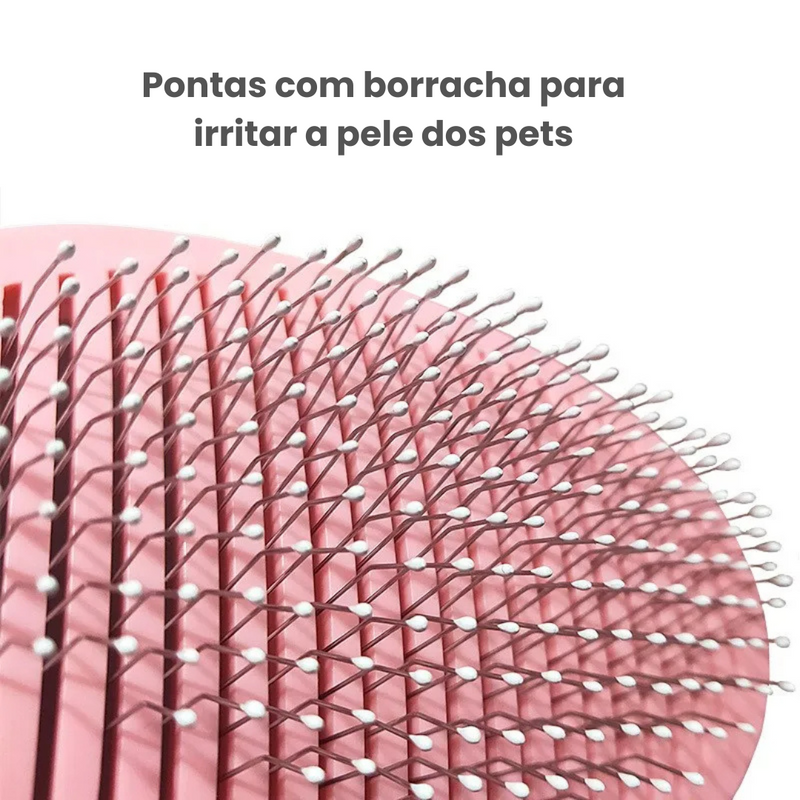 Escova Rasqueadeira Prática com Botão de Remoção de Pelos