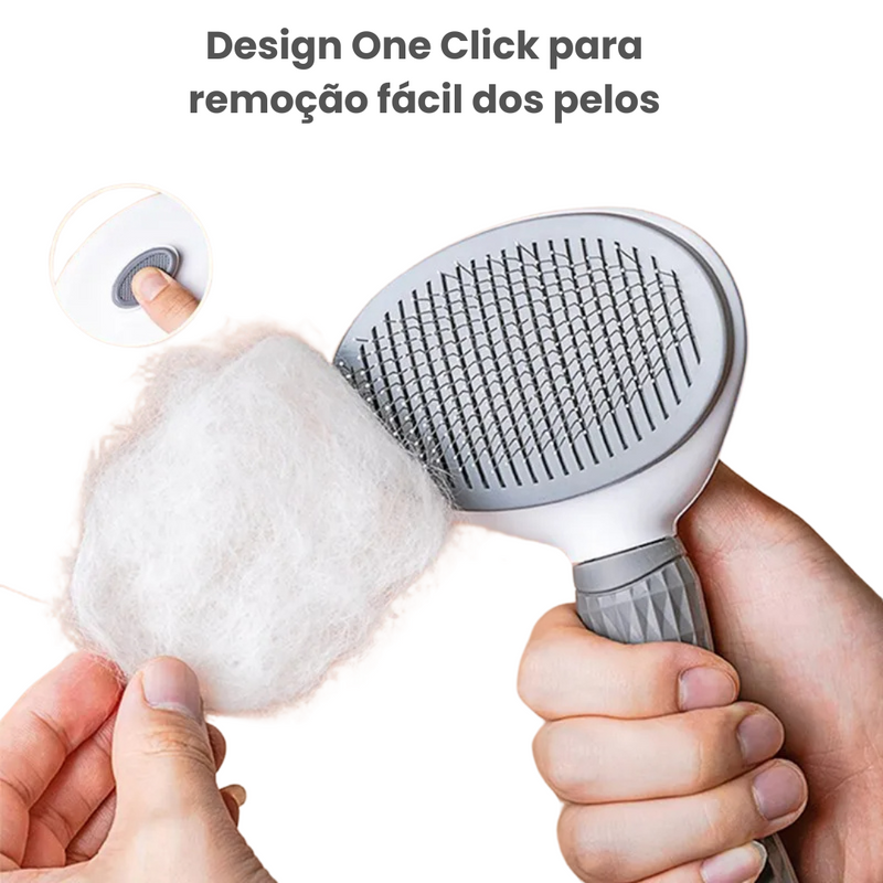Escova Rasqueadeira Prática com Botão de Remoção de Pelos