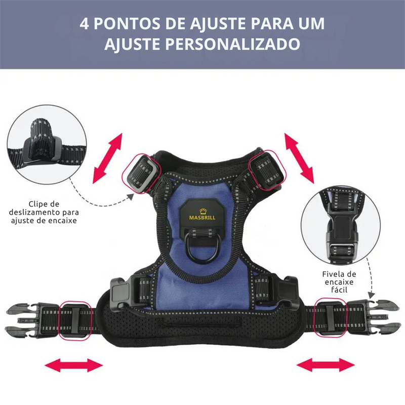 Peitoral Ajustável Masbrill: Conforto e Liberdade para Seu Cachorro