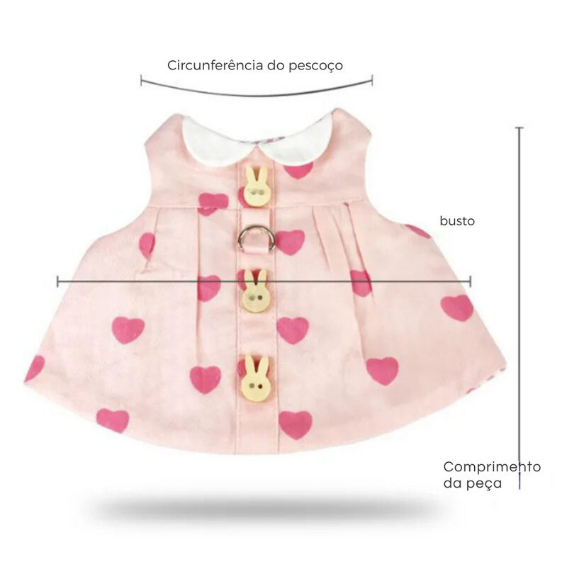 Conjunto Elegante de Vestido e Chapéu para Coelhos