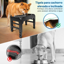 Tigela Elevada 2 em 1: Comedouro e Bebedouro Anti Respingo com Ajuste Prático de Altura