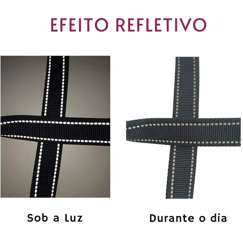 Guia Refletivo Noturno com Fivela de Aço para Maior Segurança do Seu Cachorro