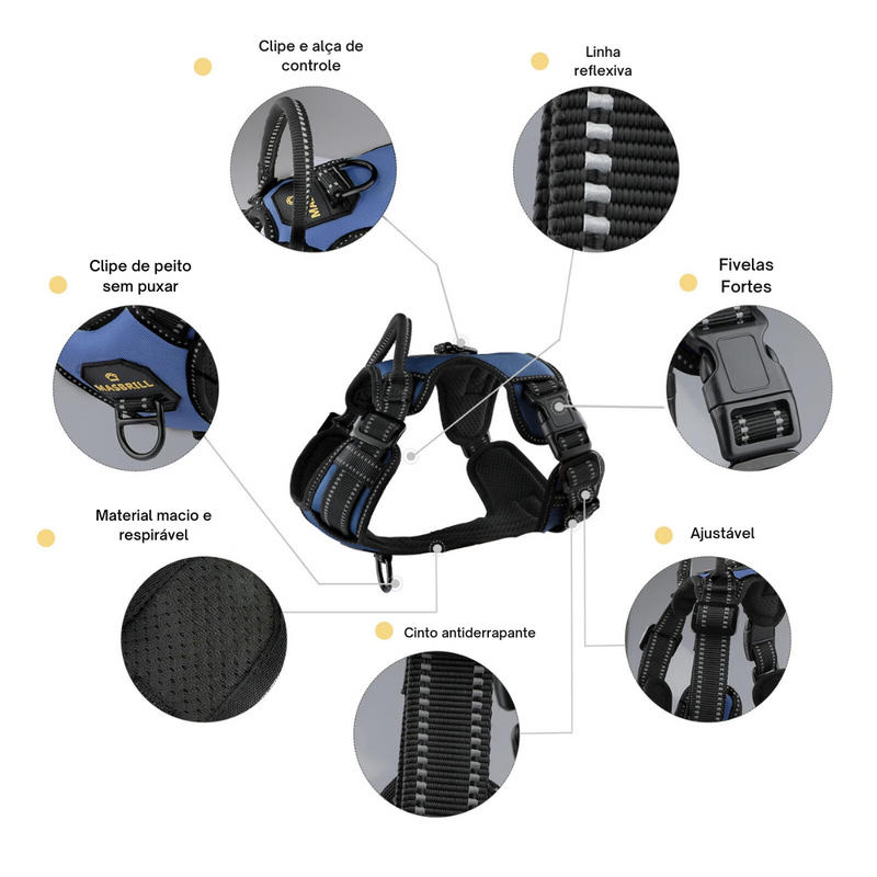 Peitoral Ajustável Masbrill: Conforto e Liberdade para Seu Cachorro