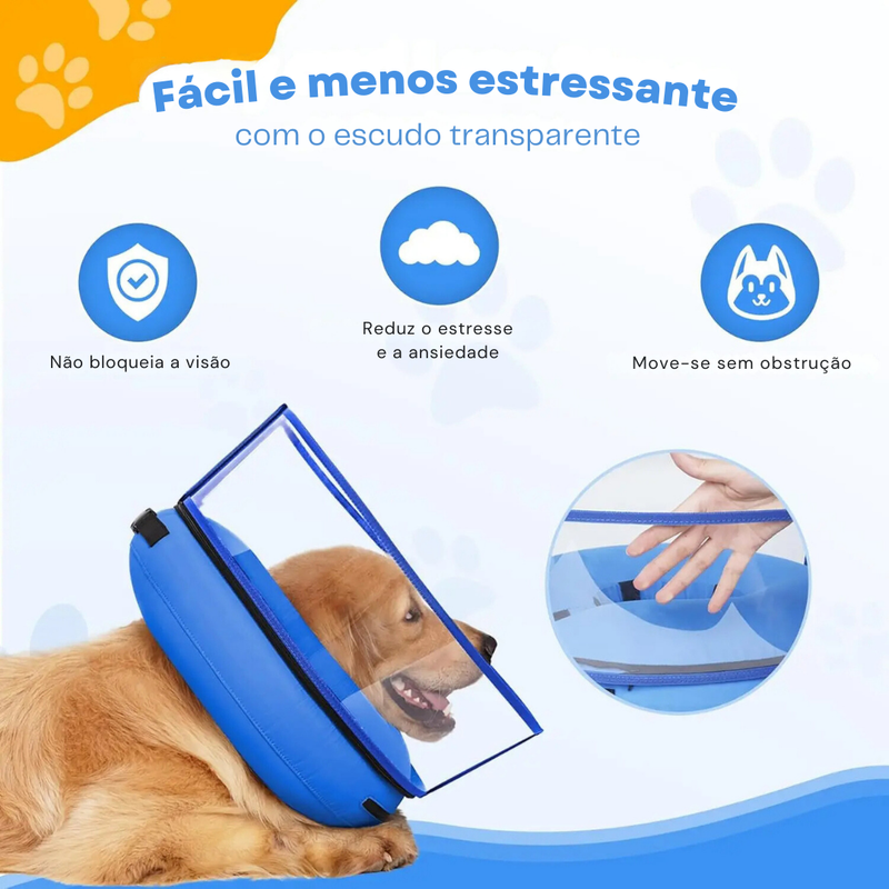 Colar Inflável Confortável com Formato de Donut para Cães em Recuperação