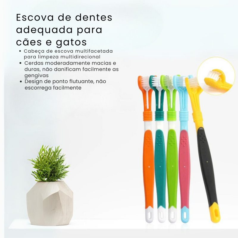 Escova Dental Pet Triflex para Cuidados Gengivais Confortáveis