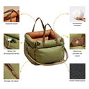 Bolsa de Assento Pet em Couro Reforçado para Viagens Seguras com Seu Cachorro
