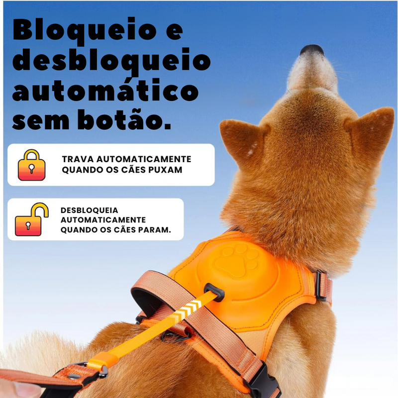 Peitoral Confortável com Guia Retrátil Integrada para Passeios Livres