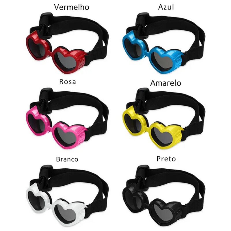 Óculos de Sol Pet Coração com Proteção UV para Aventura Segura