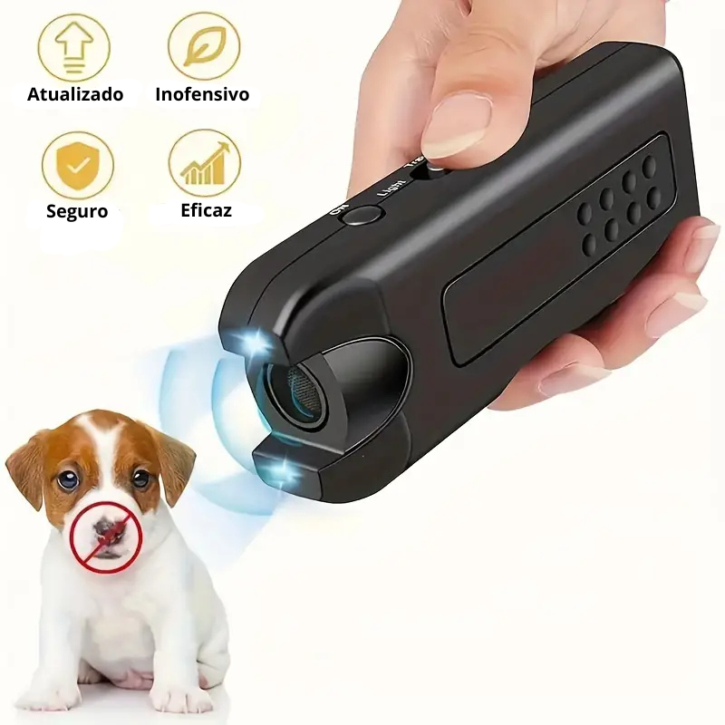 Controle de Latidos e Treinamento Canino: Dispositivo Ultrassônico Portátil com LED – Seguro e Eficaz! COMPRE 1 LEVE 3