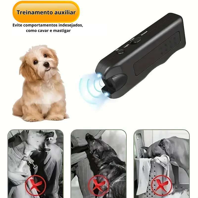 Controle de Latidos e Treinamento Canino: Dispositivo Ultrassônico Portátil com LED – Seguro e Eficaz! COMPRE 1 LEVE 3