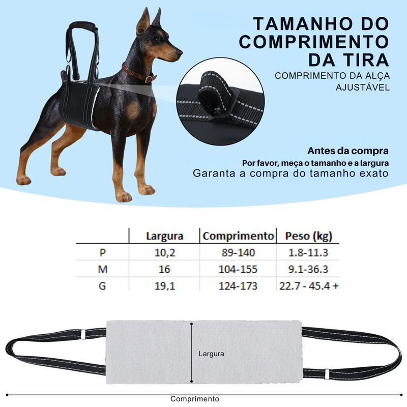 Sling de Apoio para Cachorros com Dificuldade de Caminhar – Conforto e Mobilidade para Pets com Artrite