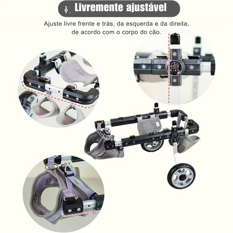 Cadeira de Rodas Ajustável para Proporcionar Liberdade às Patas Traseiras de Seu Cão