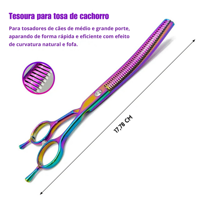 Tesoura de Tosa Profissional 7 Polegadas - Design Curvo para Precisão e Agilidade