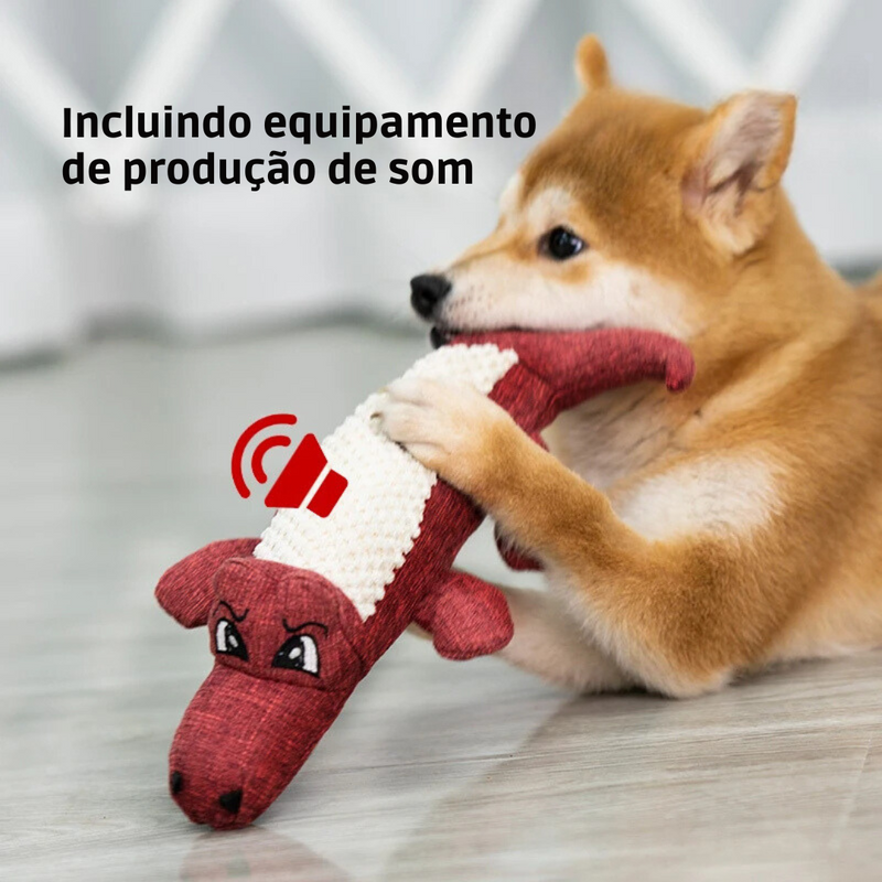 Jacaré de Pelúcia Resistente com Sons para Atração e Diversão dos Seu Cão