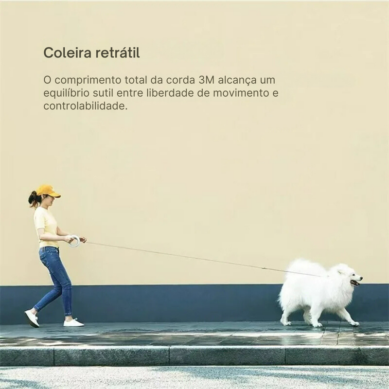 Guia Retrátil Circular com Fivela de Metal e Trava Inovadora para Praticidade e Segurança