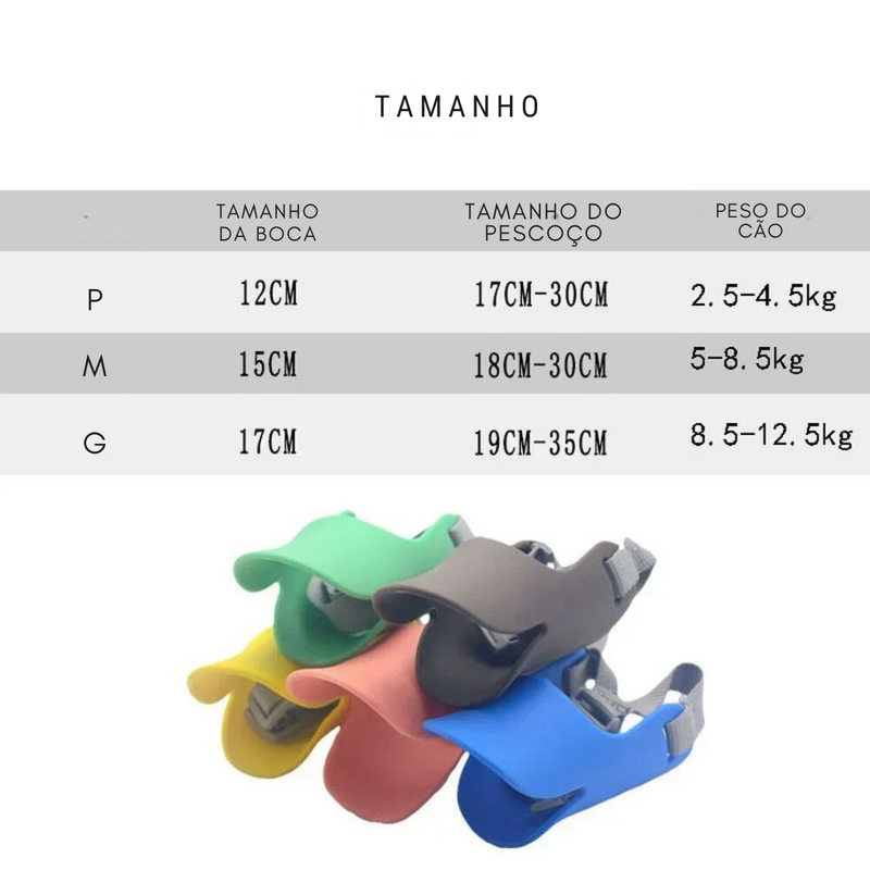 Focinheira de Silicone Confortável para Cachorros de Pequeno e Médio Porte