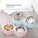 Tigela Dupla Inox para Pets Estilo Sapo - Conforto e Praticidade na Hora das Refeições