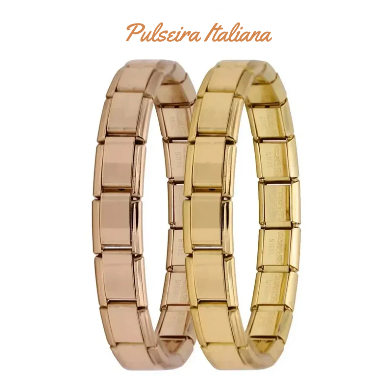 Pulseira Italiana Feminina Charmosa em Aço Inoxidável  - Elegância e Estilo